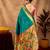 Teal green soft silk blend banarasi jacuard work pethani saree with unstitched blouse piece
