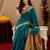 Teal blue soft silk blend banarasi jacuard work pethani saree with unstitched blouse piece