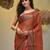 Red tissue soft saree with zari borders