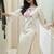 Ivory Cotton Kurta Set with Intricate Magenta Floral Embroidery 3-Piece Set