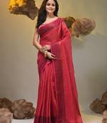 Pink tissue soft saree with zari borders