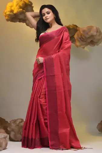 Pink tissue soft saree with zari borders