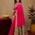 Rani pink soft silk blend banarasi jacuard work pethani saree with unstitched blouse piece