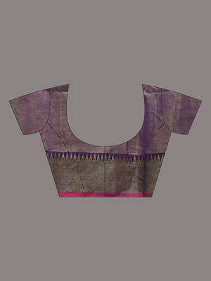 Purple tissue soft saree with zari borders 4