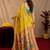 Yellow soft silk blend banarasi jacuard work pethani saree with unstitched blouse piece