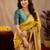 Yellow soft silk blend banarasi jacuard work pethani saree with unstitched blouse piece