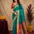 Teal green soft silk blend banarasi jacuard work pethani saree with unstitched blouse piece