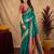 Teal green soft silk blend banarasi jacuard work pethani saree with unstitched blouse piece
