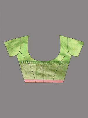 Green tissue soft saree with zari borders 4
