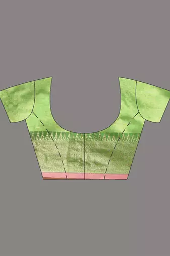 Green tissue soft saree with zari borders