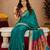 Teal green soft silk blend banarasi jacuard work pethani saree with unstitched blouse piece