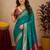 Teal green soft silk blend banarasi jacuard work pethani saree with unstitched blouse piece