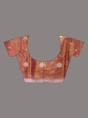 Violet dual tone texture motifs tissue saree with stripes pallu 4