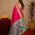 Rani pink soft silk blend banarasi jacuard work pethani saree with unstitched blouse piece