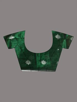 Green texture motifs tissue saree with stripes pallu 4