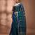 Peacock blue texture motifs tissue saree with stripes pallu