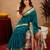 Teal blue soft silk blend banarasi jacuard work pethani saree with unstitched blouse piece