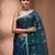 Peacock blue texture motifs tissue saree with stripes pallu