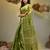 Parrot green texture motifs tissue saree with stripes pallu