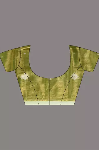 Parrot green texture motifs tissue saree with stripes pallu