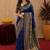 Blue soft silk blend banarasi jacuard work pethani saree with unstitched blouse piece