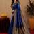 Blue soft silk blend banarasi jacuard work pethani saree with unstitched blouse piece