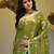 Parrot green texture motifs tissue saree with stripes pallu