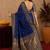 Blue soft silk blend banarasi jacuard work pethani saree with unstitched blouse piece