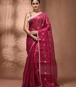 Pink texture motifs tissue saree with stripes pallu