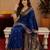 Blue soft silk blend banarasi jacuard work pethani saree with unstitched blouse piece
