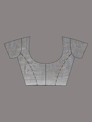 Elegant grey cotton saree with sequin embellishments and pom pom 4