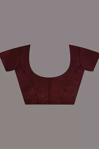 Elegant maroon cotton saree with sequin embellishments and pom pom