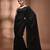 Elegant black cotton saree with sequin embellishments and pom pom