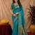 Teal blue soft silk blend banarasi jacuard work pethani saree with unstitched blouse piece