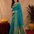 Teal blue soft silk blend banarasi jacuard work pethani saree with unstitched blouse piece