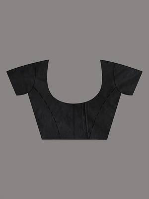 Elegant black cotton saree with sequin embellishments and pom pom 4