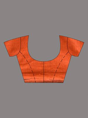 Elegant orange cotton saree with sequin embellishments and pom pom 4