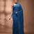 Elegant sapphire blue cotton saree with sequin embellishments and pom pom