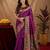 Purple soft silk blend banarasi jacuard work pethani saree with unstitched blouse piece