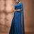 Elegant sapphire blue cotton saree with sequin embellishments and pom pom