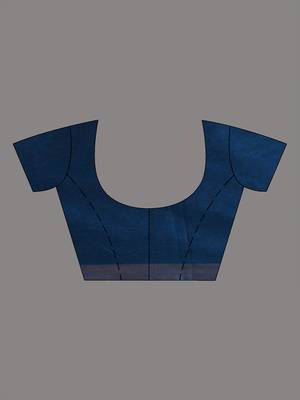 Elegant sapphire blue cotton saree with sequin embellishments and pom pom 4