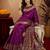 Purple soft silk blend banarasi jacuard work pethani saree with unstitched blouse piece
