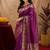 Purple soft silk blend banarasi jacuard work pethani saree with unstitched blouse piece