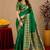 Green soft silk blend banarasi jacuard work pethani saree with unstitched blouse piece