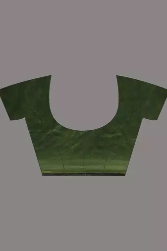 Elegant green cotton saree with sequin embellishments and pom pom