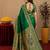 Green soft silk blend banarasi jacuard work pethani saree with unstitched blouse piece