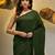 Elegant green cotton saree with sequin embellishments and pom pom