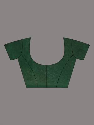 Elegant green cotton saree with sequin embellishments and pom pom 4