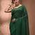 Elegant green cotton saree with sequin embellishments and pom pom