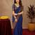 Blue soft silk blend banarasi jacuard work pethani saree with unstitched blouse piece